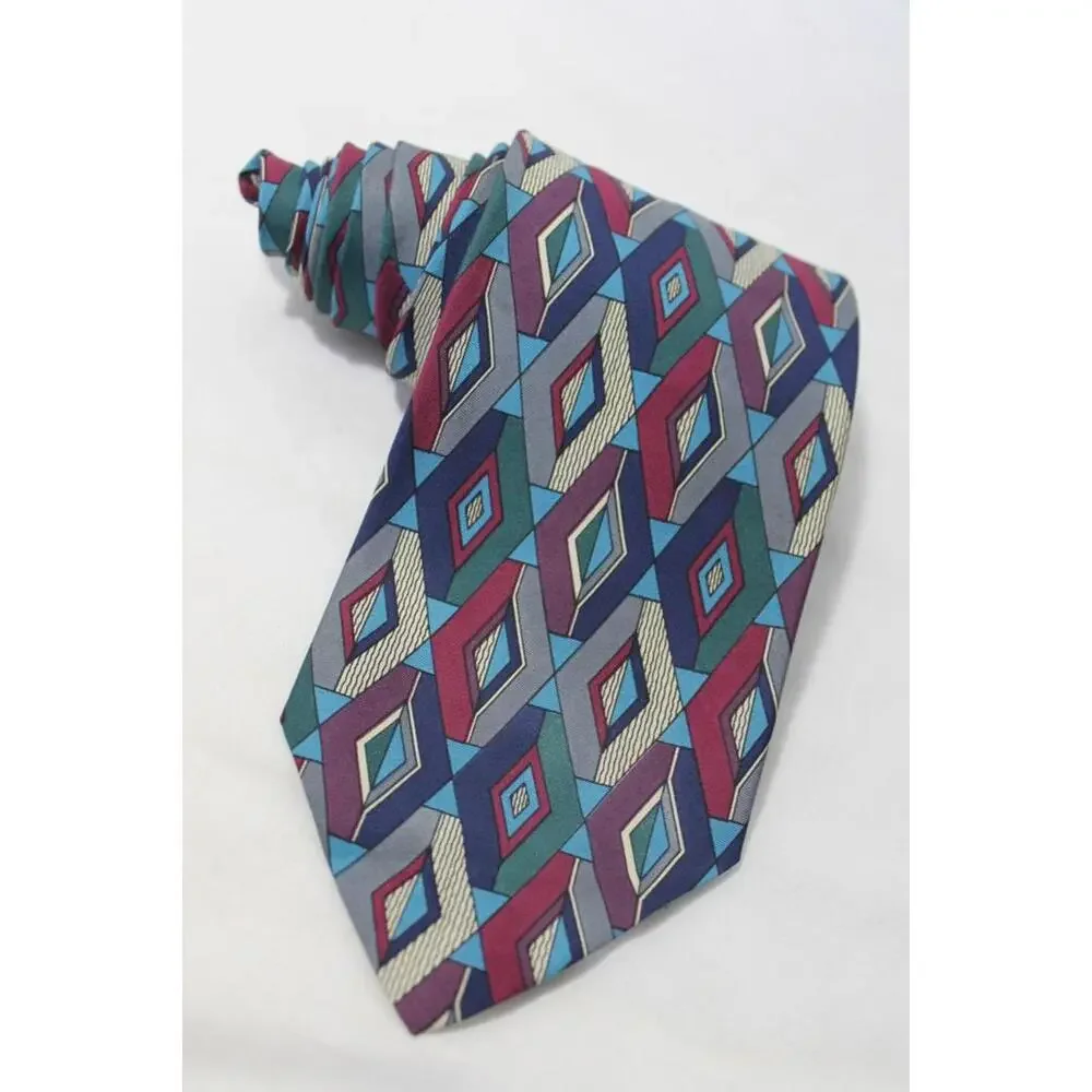 Vintage NOTTINGHAM Geometric Silk Necktie, 3.75 X 56 Inch
